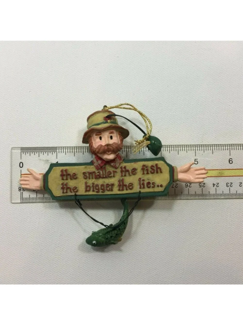 The Smaller The Fish The Bigger The Lies Fisherman Christmas Ornament Red Head